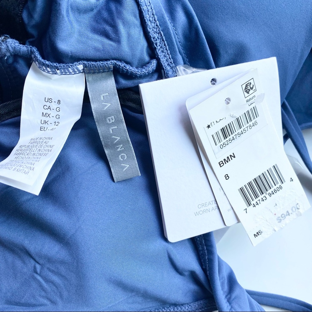 NEW La Blanca Women’s tankini swim top in blue moon “Island Goddess” - Picture 7 of 13